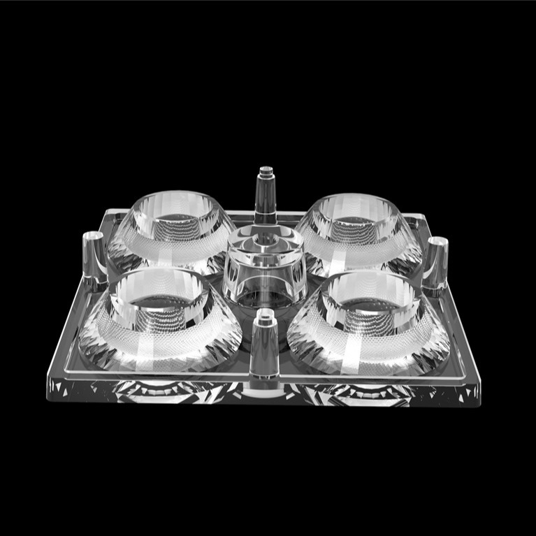 50*50mm 30 Degree 4 In 1 LED Light Lens PC Material Untuk Pencahayaan Banjir SMD7070/ 5050/4*3030 LED
