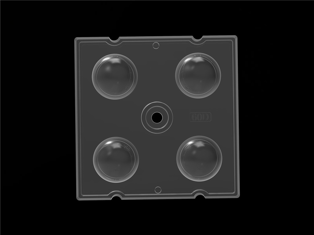 50*50mm 60 Degree 4 In 1 LED Light Lens PC Material Untuk Pencahayaan Banjir SMD7070/ 5050/4*3030 LED