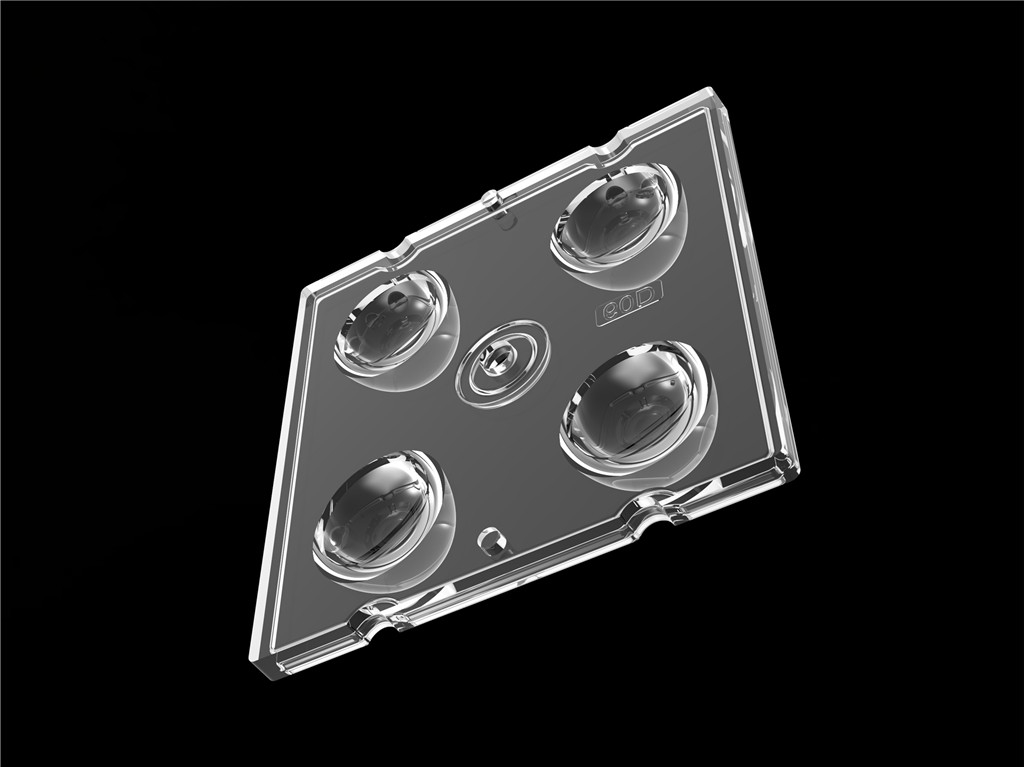 50*50mm 60 Degree 4 In 1 LED Light Lens PC Material Untuk Pencahayaan Banjir SMD7070/ 5050/4*3030 LED