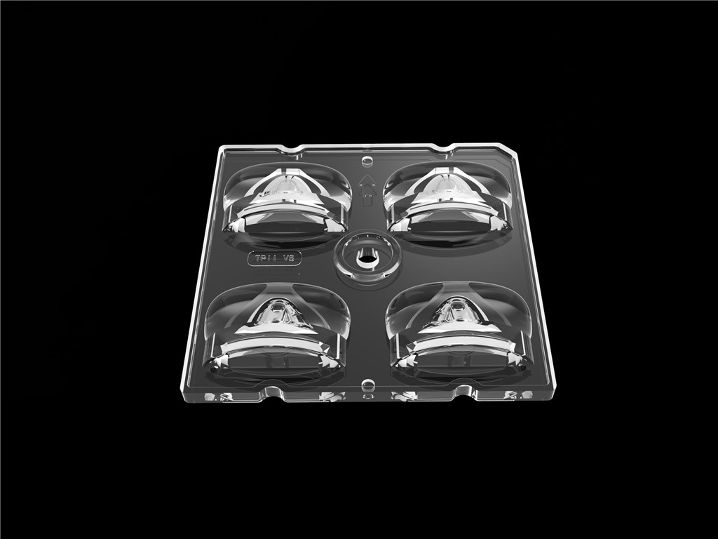 50*50mm 55*152 Degree/TYPE2-VS 4 In 1 LED Light Lens PC Material Untuk LED Street Light Module SMD3535/5050LED