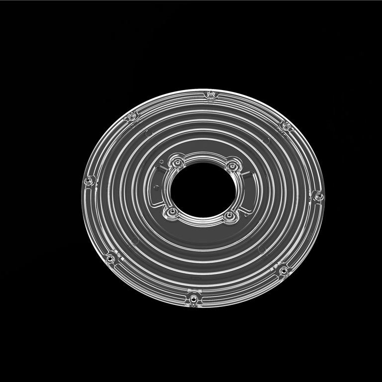 206mm Diameter Round Module Lens untuk High Bay Light UFO Lens 90 Degree φ206mm PC LED Lens